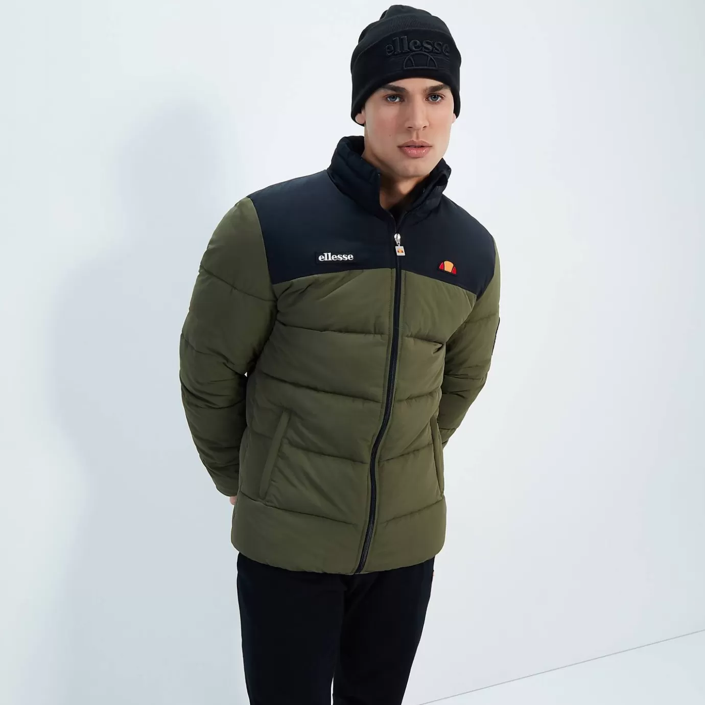 Ellesse Jackets & Coats-Men's Nebula Padded Jacket Khaki/Black