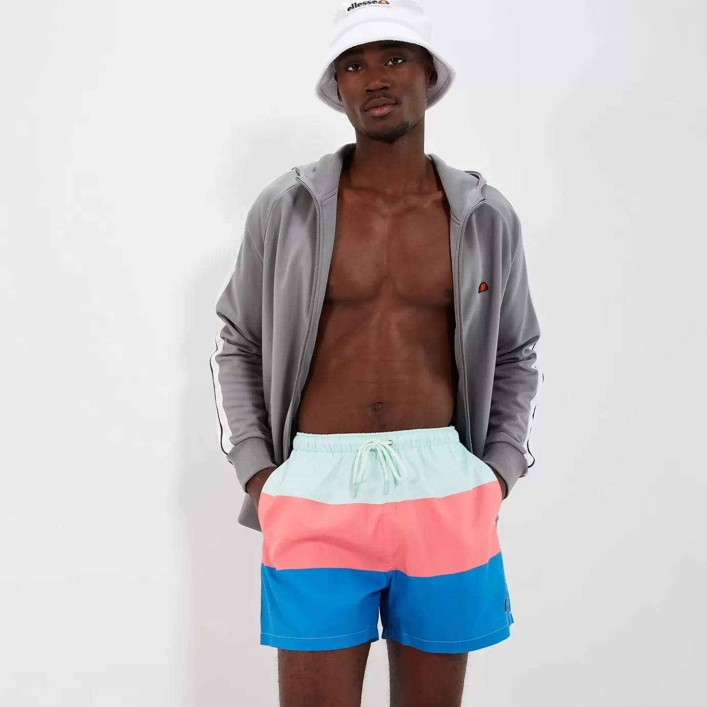 Ellesse Swimwear | All Clothing-Men's Vespore Swim Short Blue/Pink Light Blue/Pink/Blue