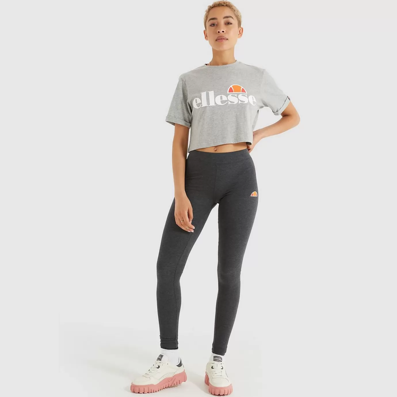 Ellesse Tops-Women's Alberta Cropped T-Shirt Grey Marl