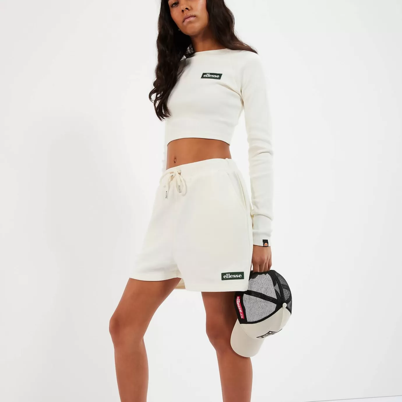 Ellesse Tops | Tops-Women's Linny Long Sleeve Crop T-shirt Off White